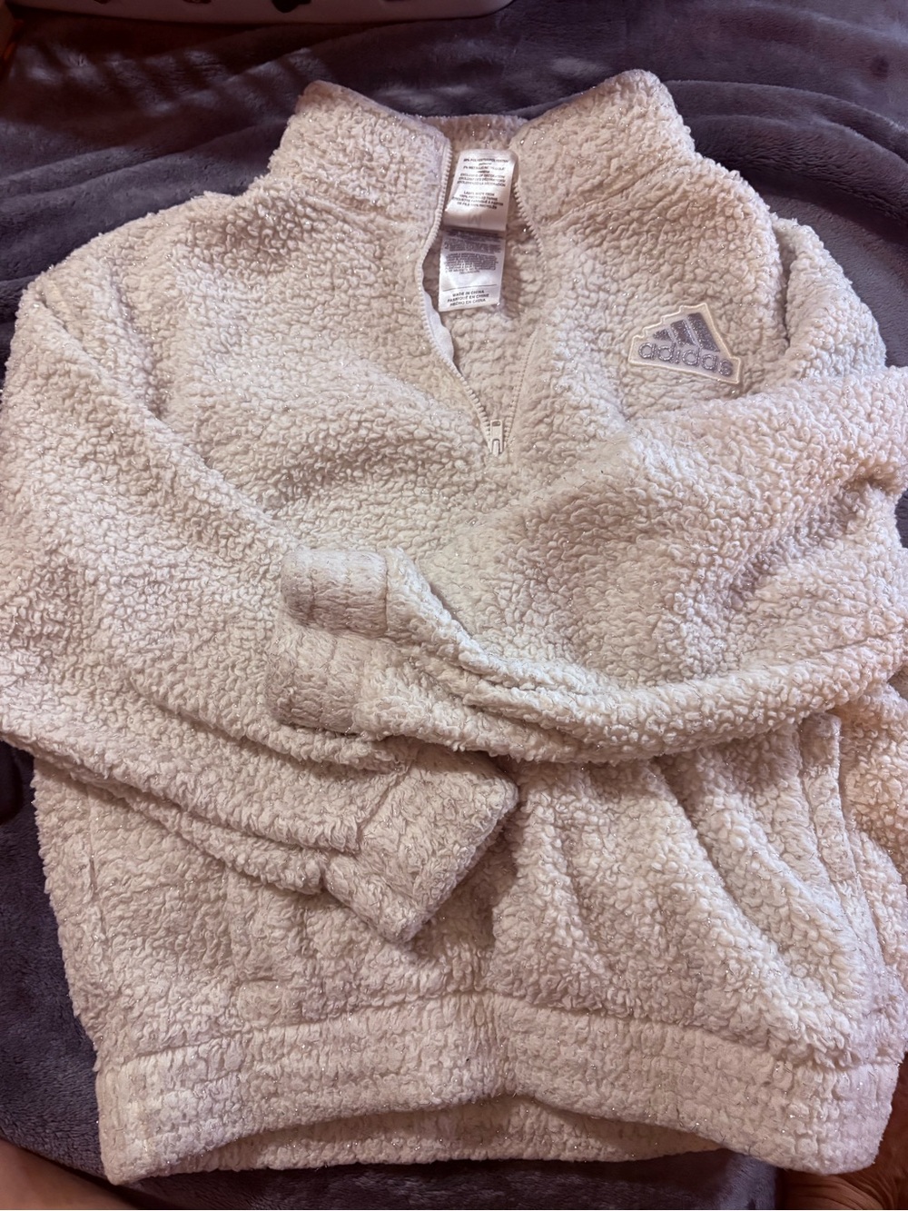 adidas Men’s Cream Sherpa Half-Zip Pullover
